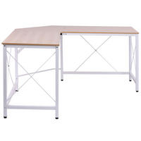 SCHREIBTISCH L-Form, MDF, Natur+Weiß - Naturfarben, Kunststoff (150/150/76cm) - HOMCOM