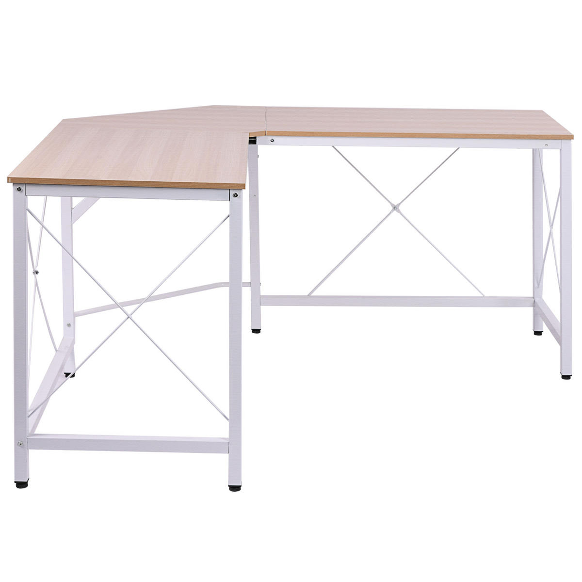 SCHREIBTISCH L-Form, MDF, Natur+Weiß - Naturfarben, Kunststoff (150/150/76cm) - HOMCOM