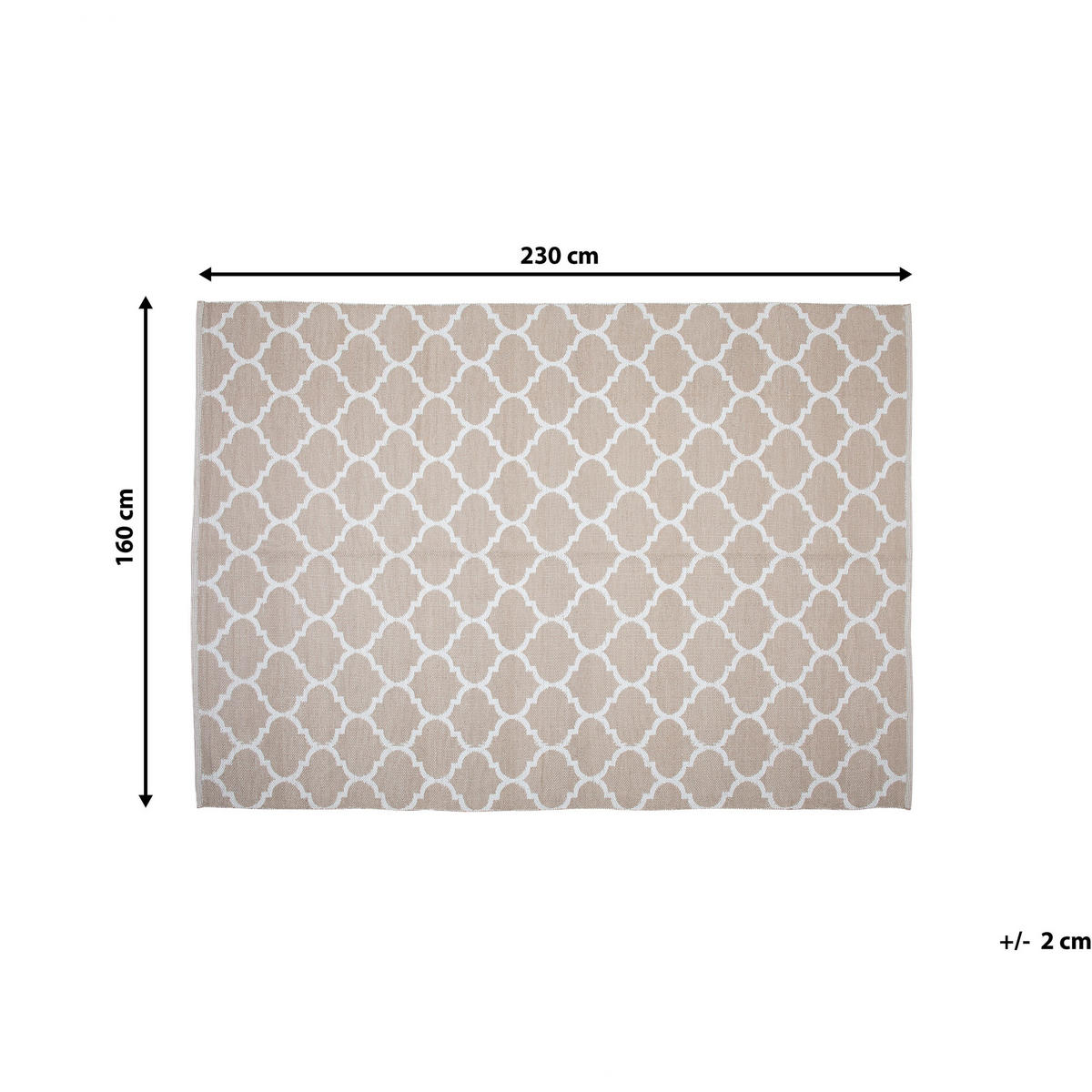 KURZFLOR-OUTDOOR-TEPPICH Aksu 230/160 cm - Weiß, Kunststoff (160/230cm) - Beliani