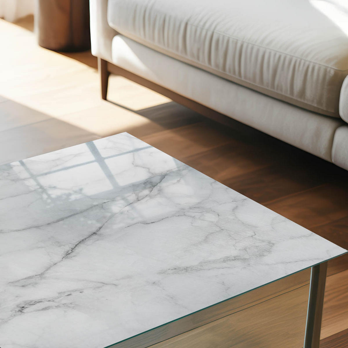 TISCHPLATTE 50x50 cm – Marmor-Eleganz - Braun, Glas (50/50/0.4cm) - Wallfluent
