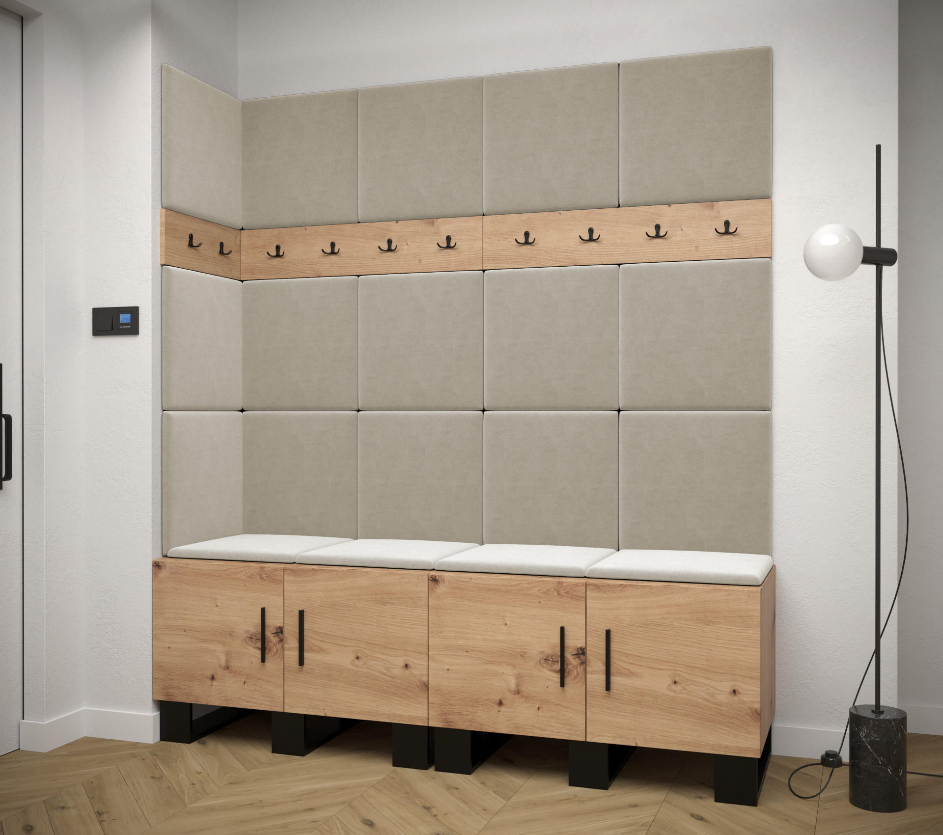 GARDEROBEN-SET 196/168/45,6 - Creme/Schwarz, Holz/Kunststoff (168/196/45.6cm) - Abiks Möbel