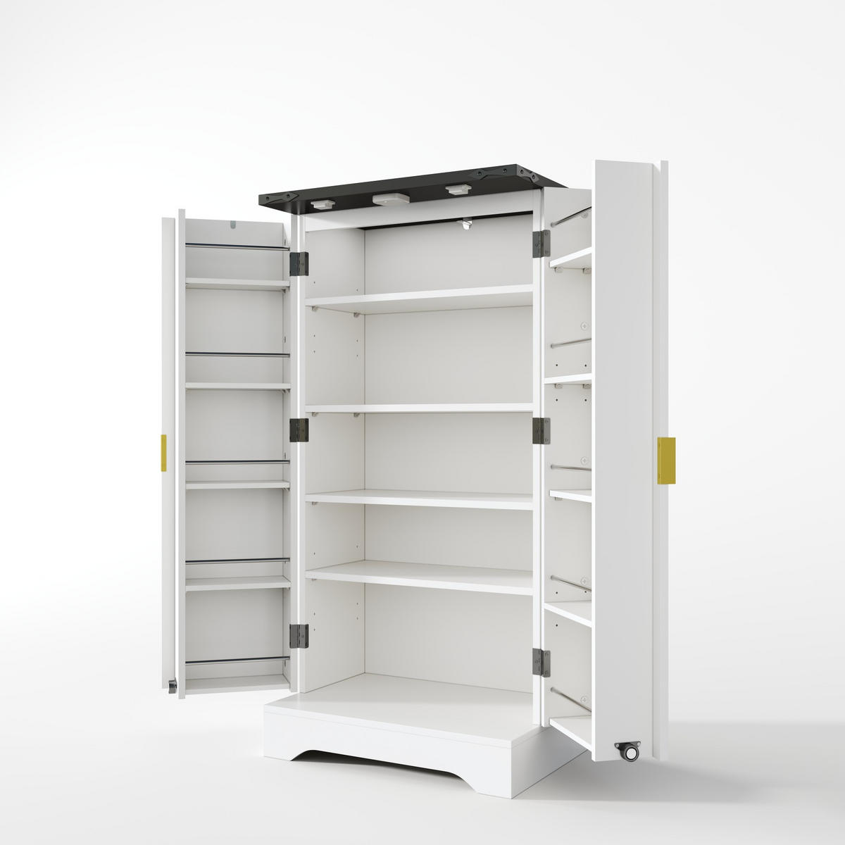 ANRICHTE 120/60,5/40 cm in Weiß mit LED-Beleuchtung und verstellbaren Böden - Weiß, Holzwerkstoff (60.5/120/40cm) - Flora Grace