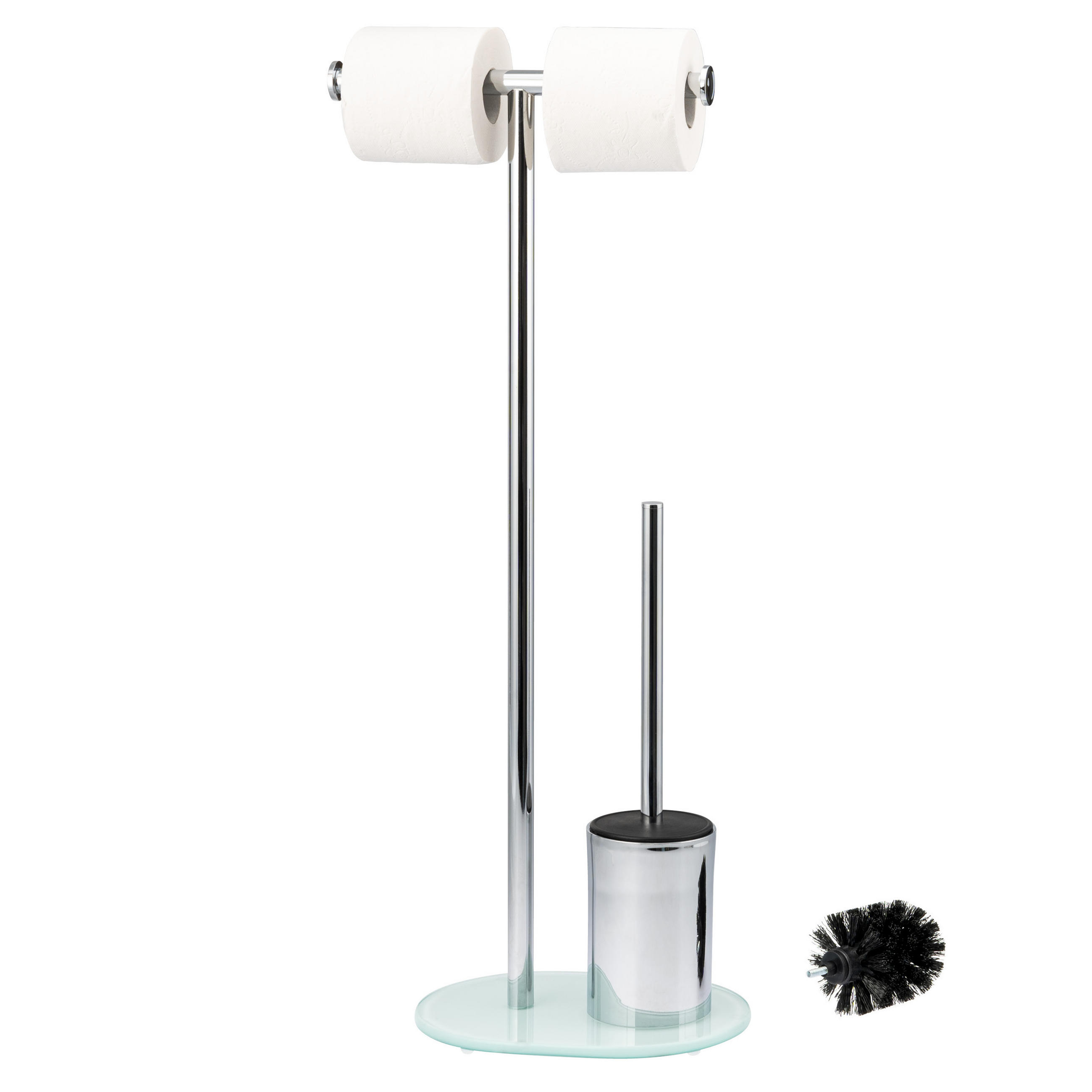 STAND-WC-GARNITUR, weiß, Edelstahl - Weiß, Metall (28.5/72.5/12cm) - bremermann