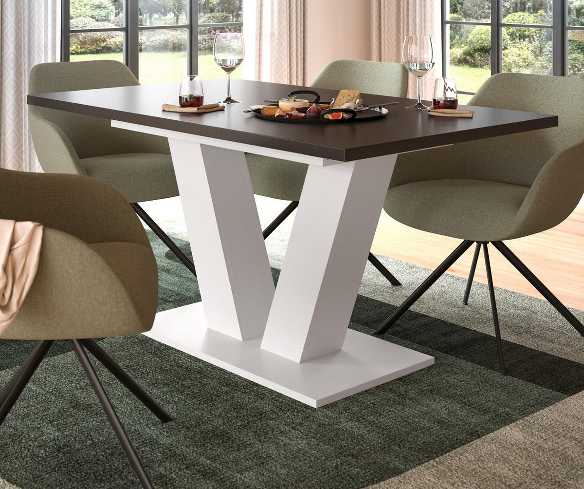 ESSTISCH weiß und grau, Küchentisch ausziehbar 150 - 190 cm - Weiß/Grau, Holzwerkstoff/Metall (150/90/76cm) - Inn.Furn