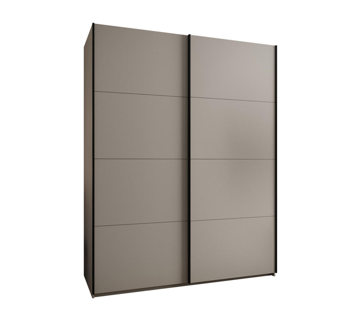 SCHWEBETÜRENSCHRANK 245,5/200/64 2-türig - Kaschmir/Schwarz, Holz/Metall (200/245/64cm) - Abiks Möbel