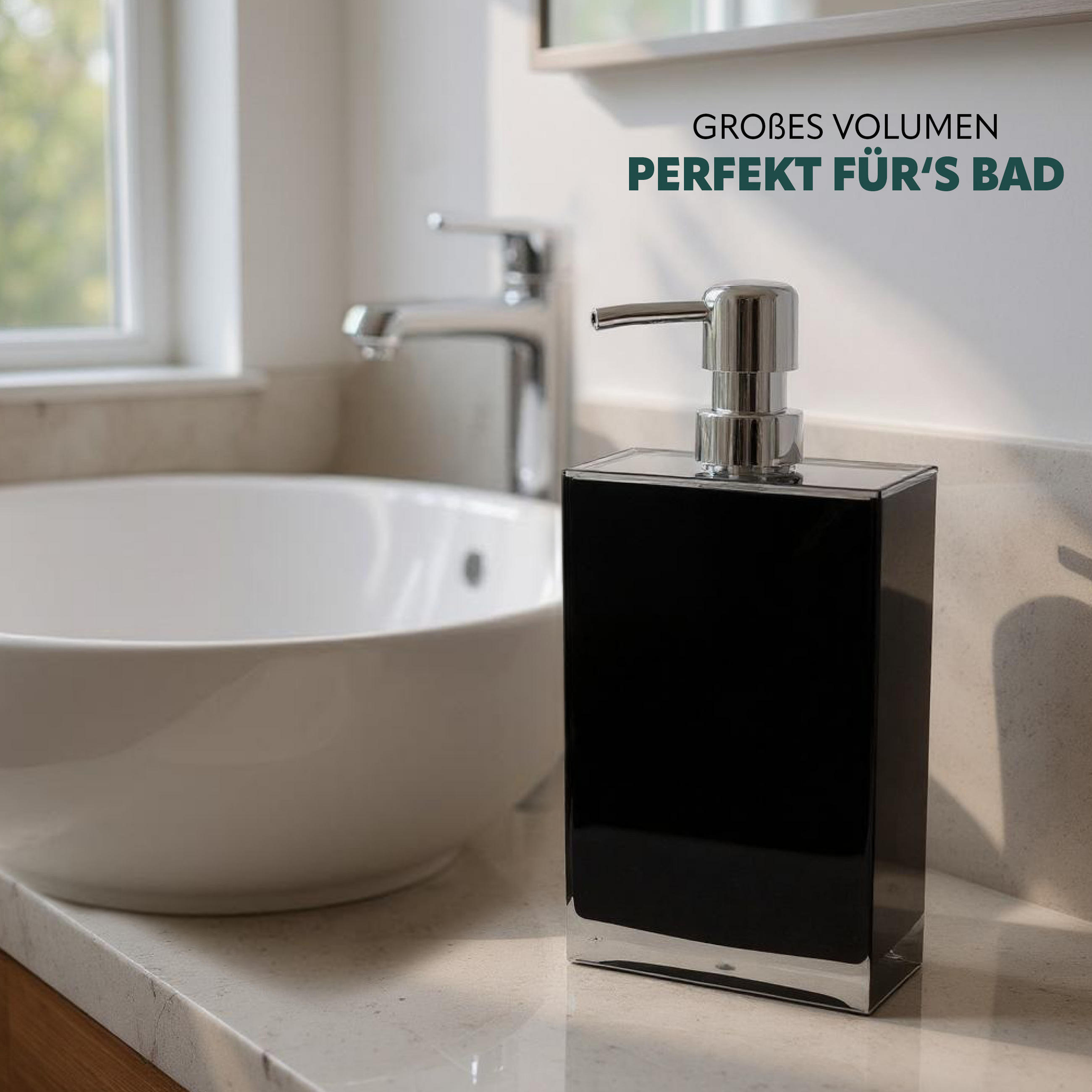 SEIFENSPENDER 500 ml, schwarz, Kunststoff - Schwarz, Kunststoff (10/21/5cm) - bremermann