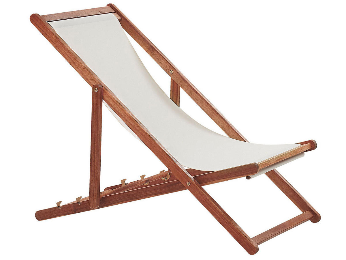 GARTENLIEGE 2er-Set dunkelbraun Textil weiß/grün Blattmuster Anzio - Dunkelbraun/Weiß, Textil (54/70/97cm) - Beliani