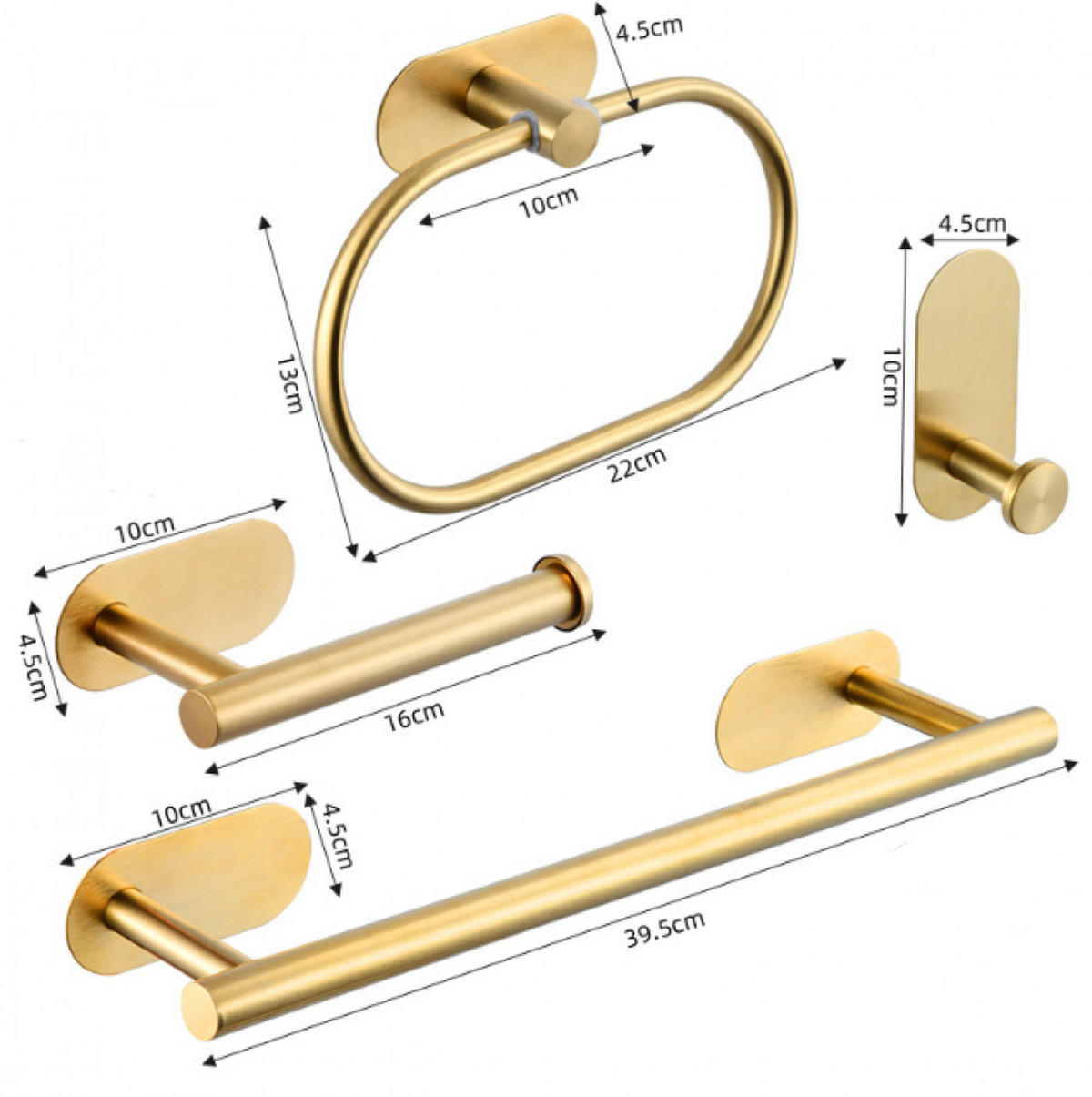 HANDTUCHSTANGE , 5-teiliges Badezimmer-Set - Gelb, Metall (40/2/4.5cm) - BELZ