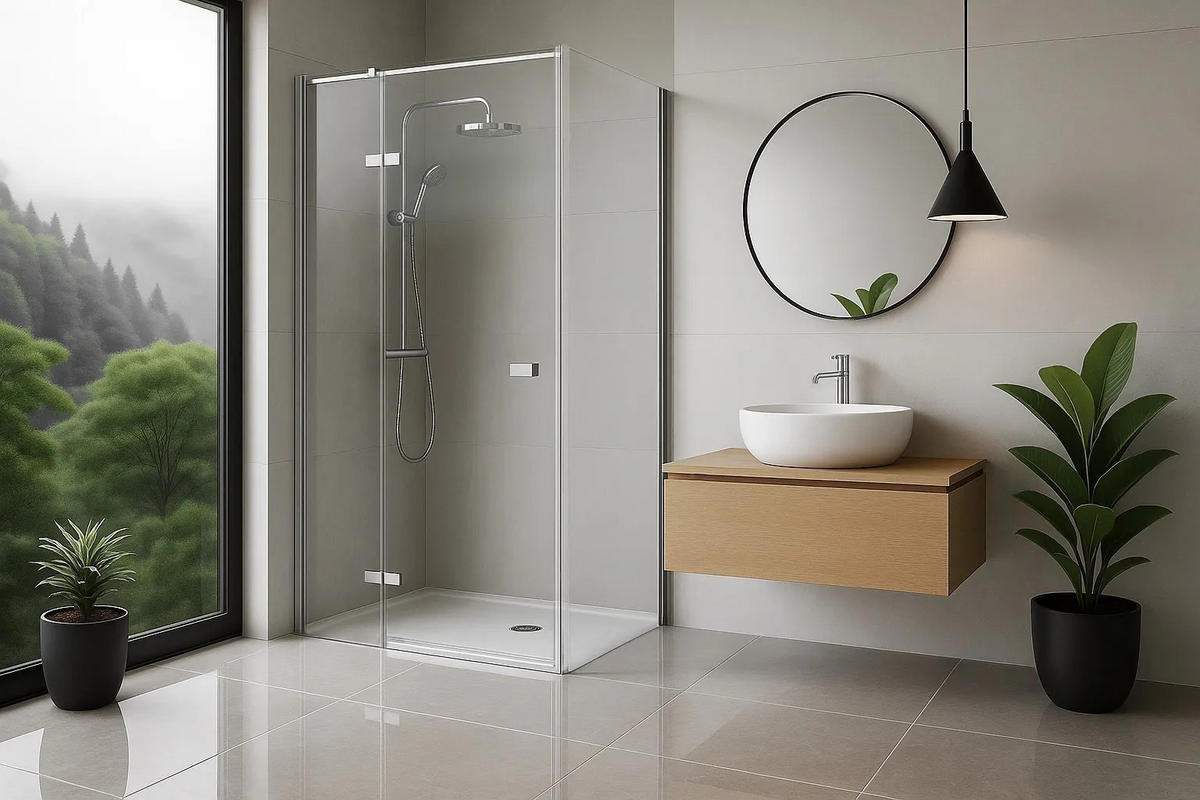 DUSCHKABINE Rea Atlas 100x90 Chrome linke - Chromfarben, Glas (100/90/200cm) - REA