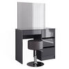 SCHMINKTISCH-SET Sherry Anthrazit 90 cm mit Hocker - Schwarz Hochglanz/Anthrazit, Holzwerkstoff (90/75/40cm) - Vicco