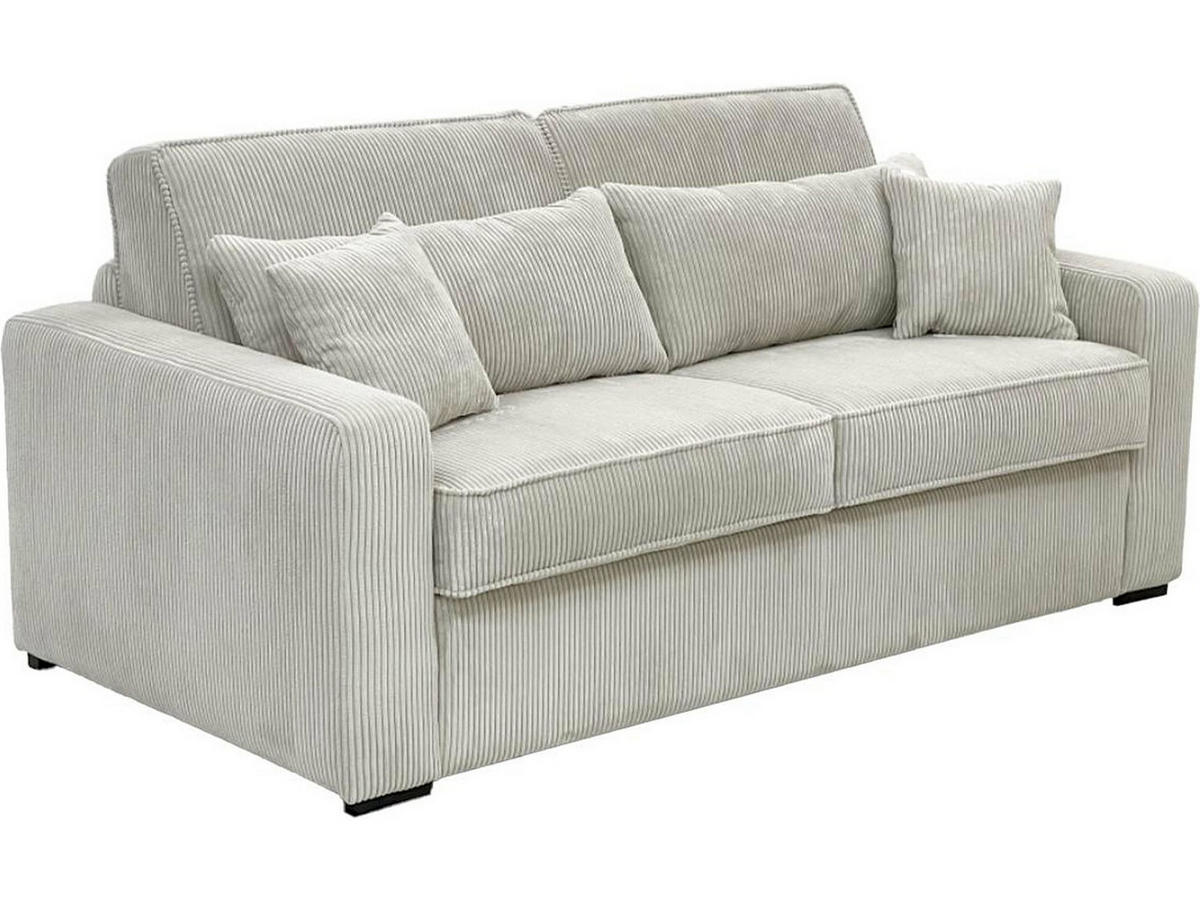 SCHLAFSOFA - 4 Personen - Samt, Stoff - Beige - - Beige, Textil (214/90/208cm) - Vente-Unique