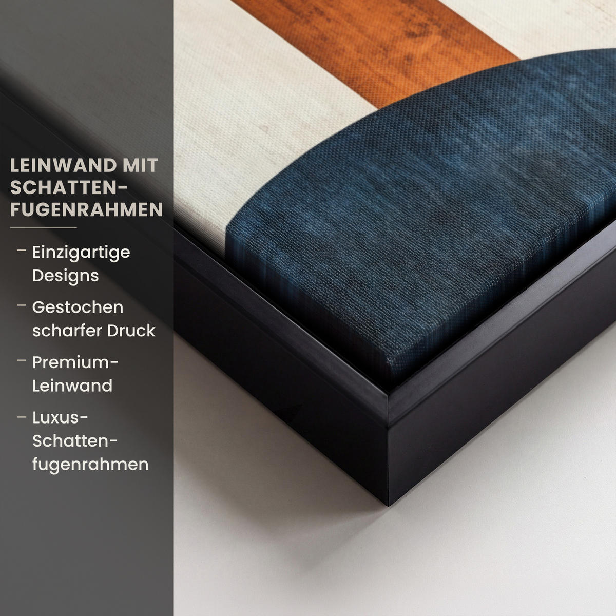 LEINWAND Bilder mit Rahmen - Abstrakt - Formen - Dunkelblau - 70x100 - Cognac, Textil (70/100cm) - MuchoWow