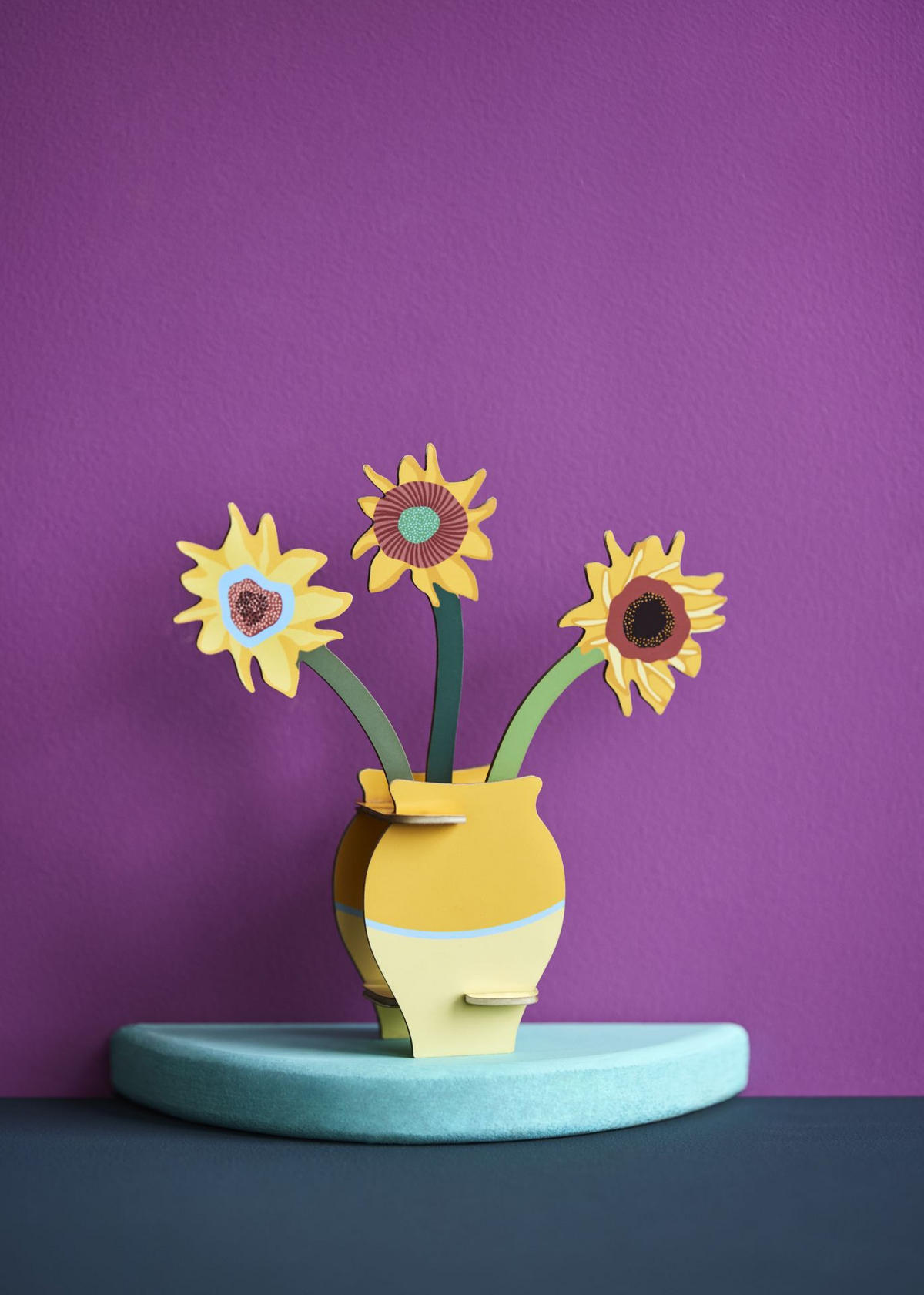 DEKOFIGUR Sonnige Blumenvase 4/14 cm - Multicolor, Wellpappe (4/14/11cm) - KUNSTLOFT