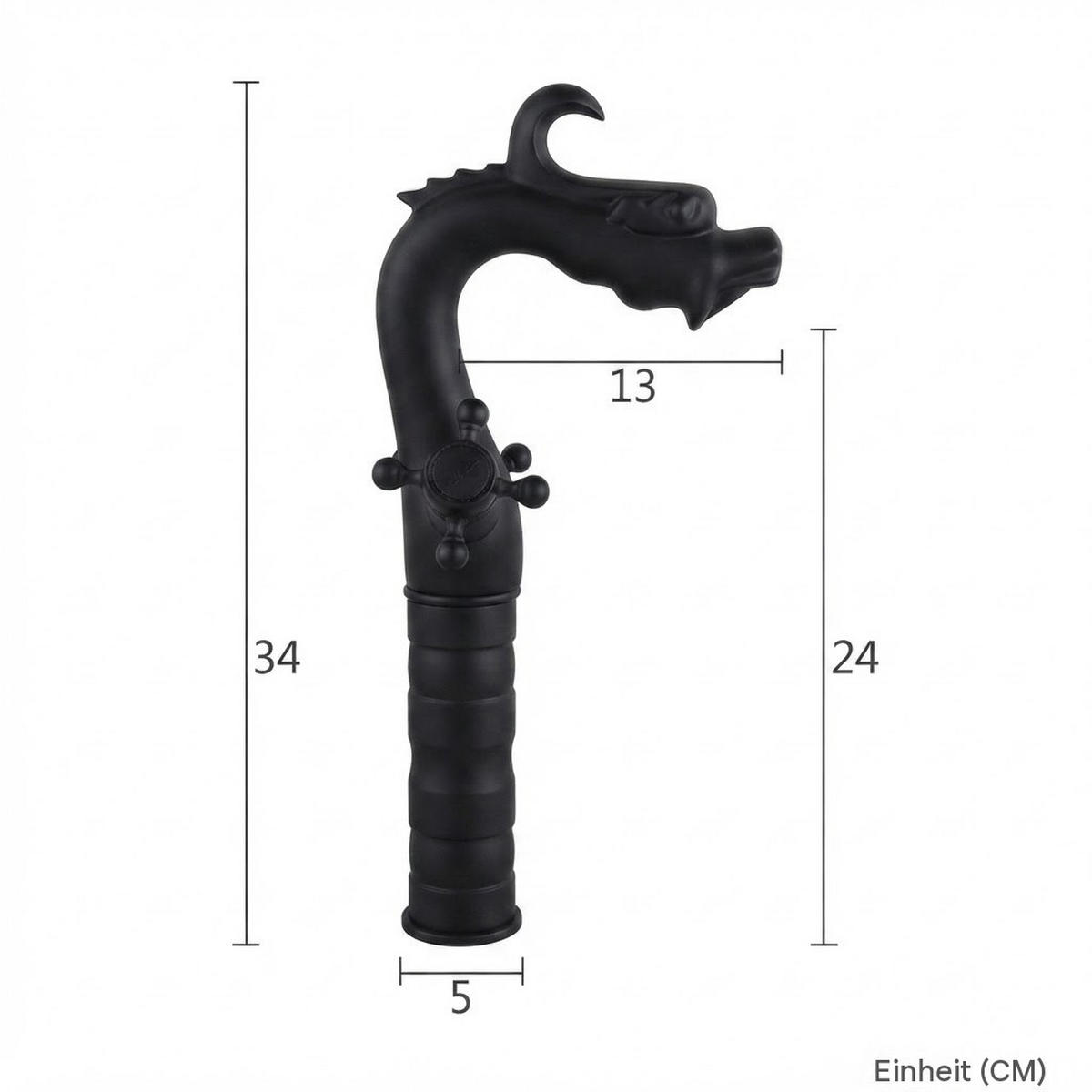 BADEZIMMERARMATUR, inklusive 60 cm Zulaufschlauch, 34 cm hoch, schwarz. - Schwarz, Metall (40/10/20cm) - Vallsero