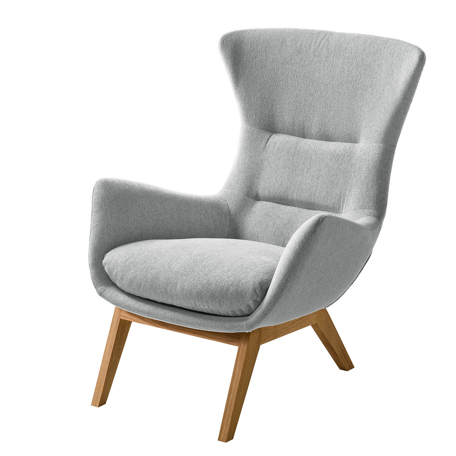 SESSEL mit Holzfüßen - Eichefarben/Hellgrau, Textil (84/99/96cm) - home24