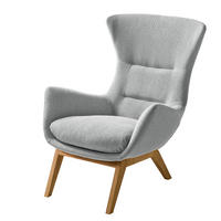 SESSEL mit Holzfüßen - Eichefarben/Hellgrau, Textil (84/99/96cm) - home24