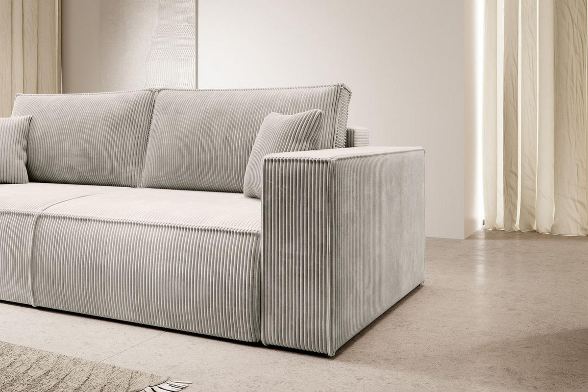 SCHLAFSOFA Farese Cremeweiß Cordbezug - Creme/Schwarz, Kunststoff/Textil (257/85/102cm) - Selsey
