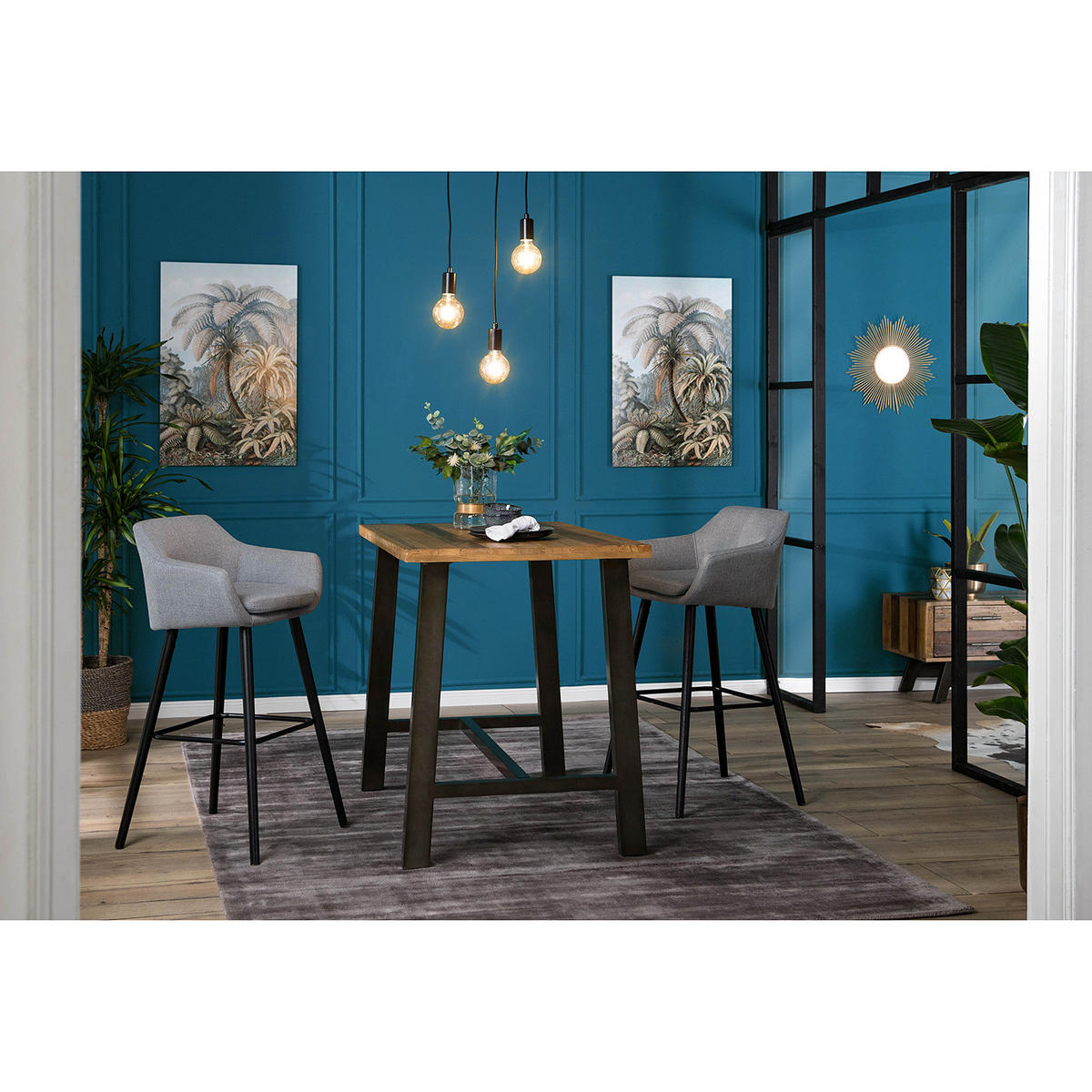 BARTISCH - Pinie massiv / Metall - Beige, Holz (75/120/95cm) - home24