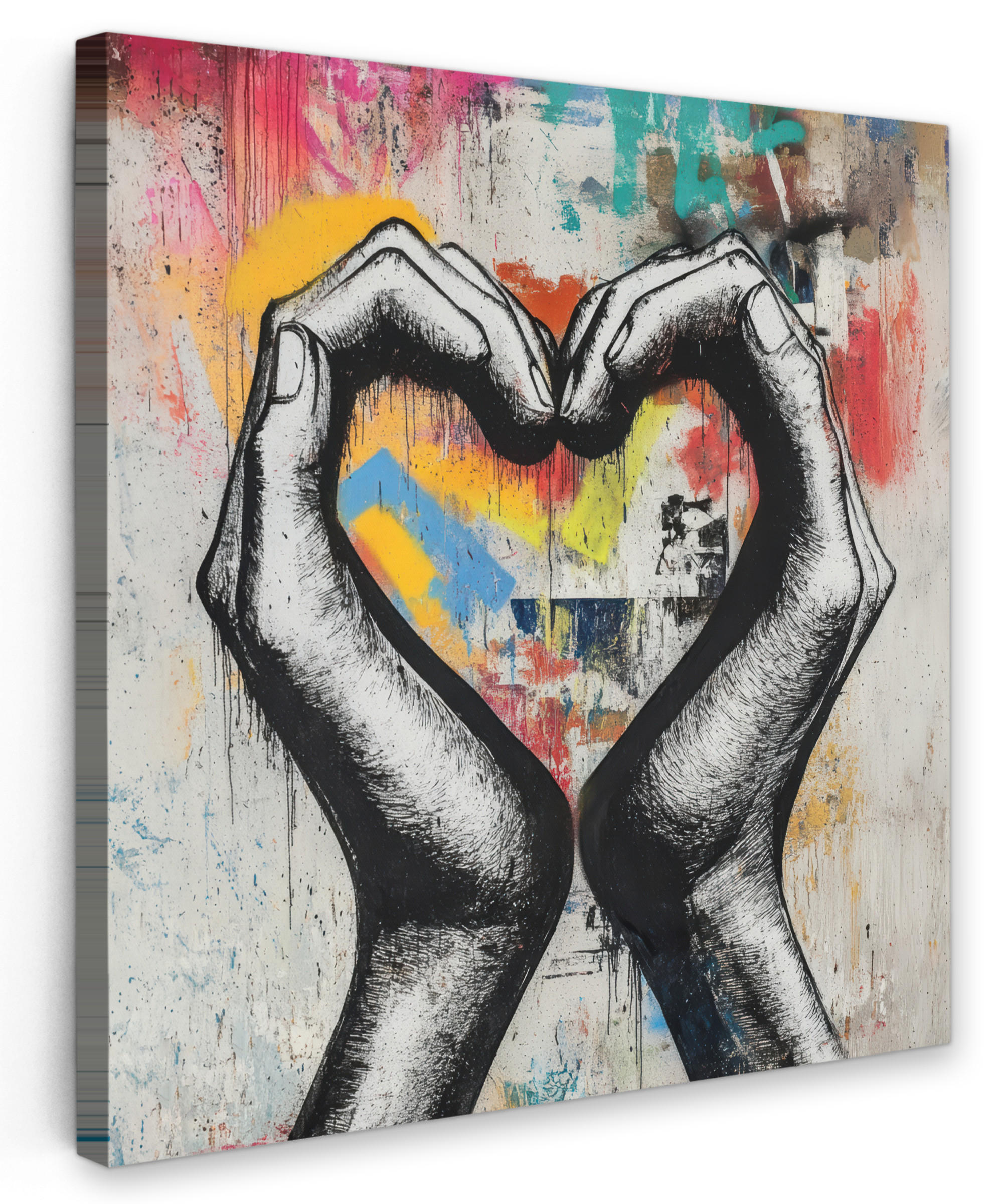MuchoWow OBRAZ NA PLÁTNĚ Ruce - Srdce - Street art - Graffiti 50x50 cm