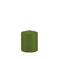 STUMPENKERZEN Olive Ø 78 x 100 mm, 8 Stück - Olivgrün, Paraffin (8/10cm) - Wiedemann Kerzen