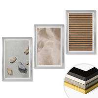 WANDBILDER 3er Set - 40x60 cm Silberner Rahmen - Steine, Holz, Stofftexturen - Silberfarben, Kunststoff (40/60cm) - ArtPrintCave