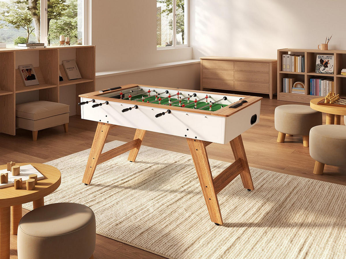 TISCHFUSSBALL - 141.4 cm x 76 cm - holz - naturfarben hell, weiß Pirna - Naturfarben/Weiß, Holz (141.4/76cm) - Vente-Unique