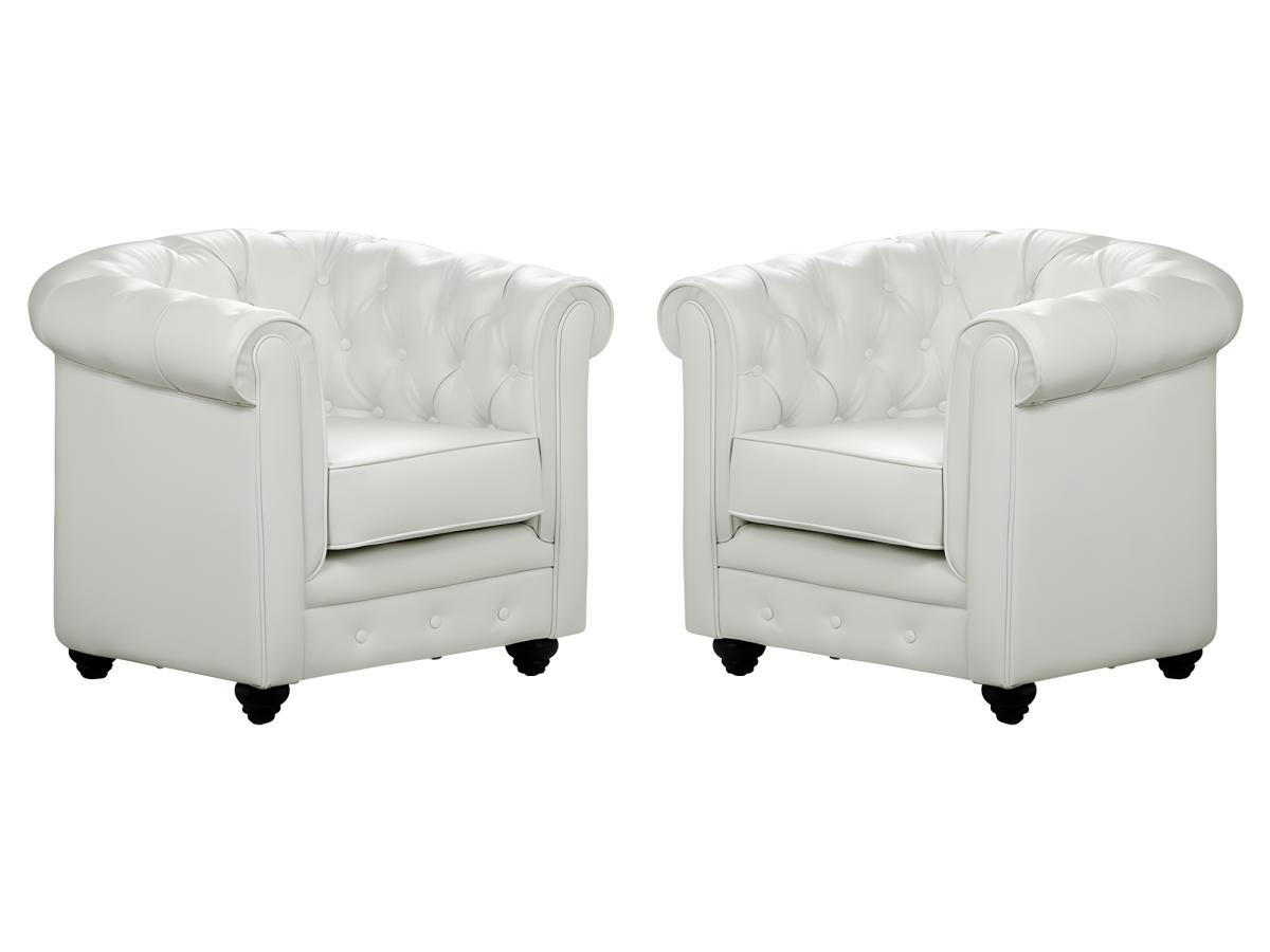 SESSEL 2er-Set - Kunstleder - Weiß - CHESTERFIELD - Weiß, Leder (78/72/82cm) - Vente-Unique