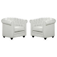 SESSEL 2er-Set - Kunstleder - Weiß - CHESTERFIELD - Weiß, Leder (78/72/82cm) - Vente-Unique