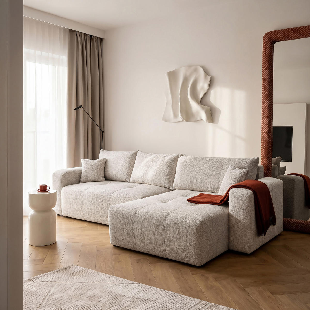 ECKSOFA PEDRO XL mit Schlaffunktion und Bettkasten Hellgrau - Hellgrau, Holz/Kunststoff (278/55/145cm) - Idohome