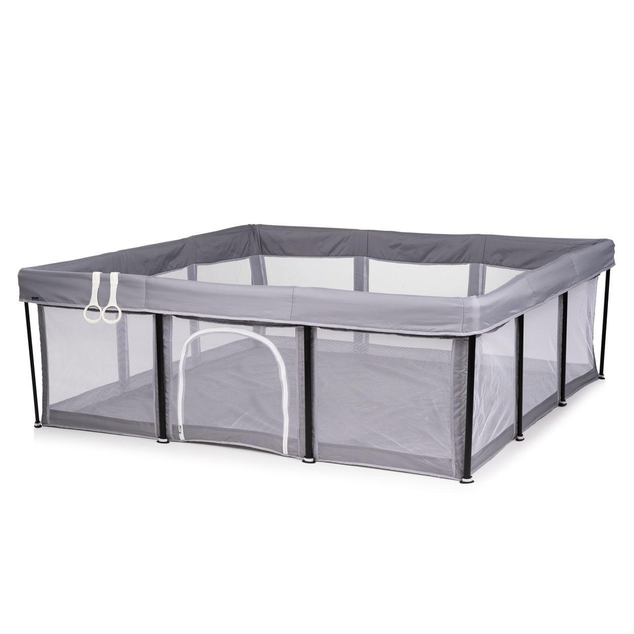 LAUFSTALL Easy grau 180 x 180 cm, Tasche, 2 Ringe, faltbar, Schlupfloch, Reißverschluss - Grau, Metall (180/62/180cm) - Chipolino