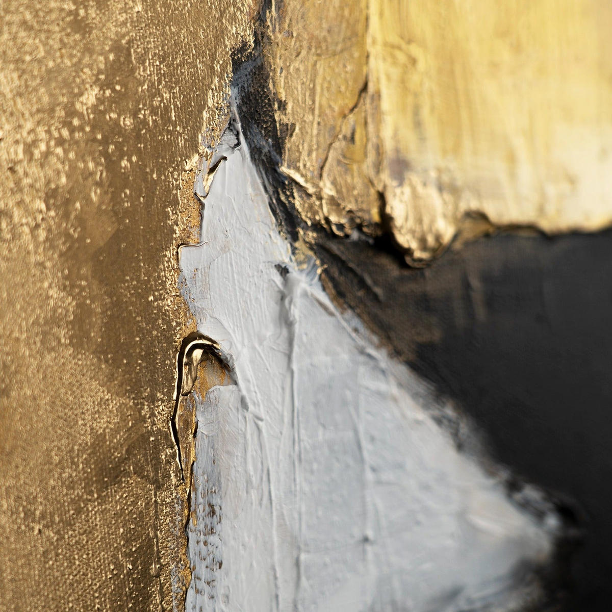 GEMÄLDE Goldene Fragmente Schattenfugenrahmen Schwarz 140x100 cm - Schwarz, Holz (140/100cm) - YS-art gallery
