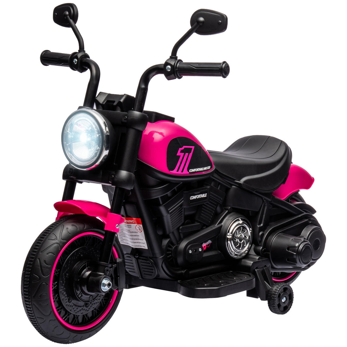 ELEKTRO-KINDERMOTORRAD DE-06126 mit Stützrädern und Scheinwerfer Pink - Pink/Schwarz, Kunststoff/Metall (76/42/57cm) - ComfortXL