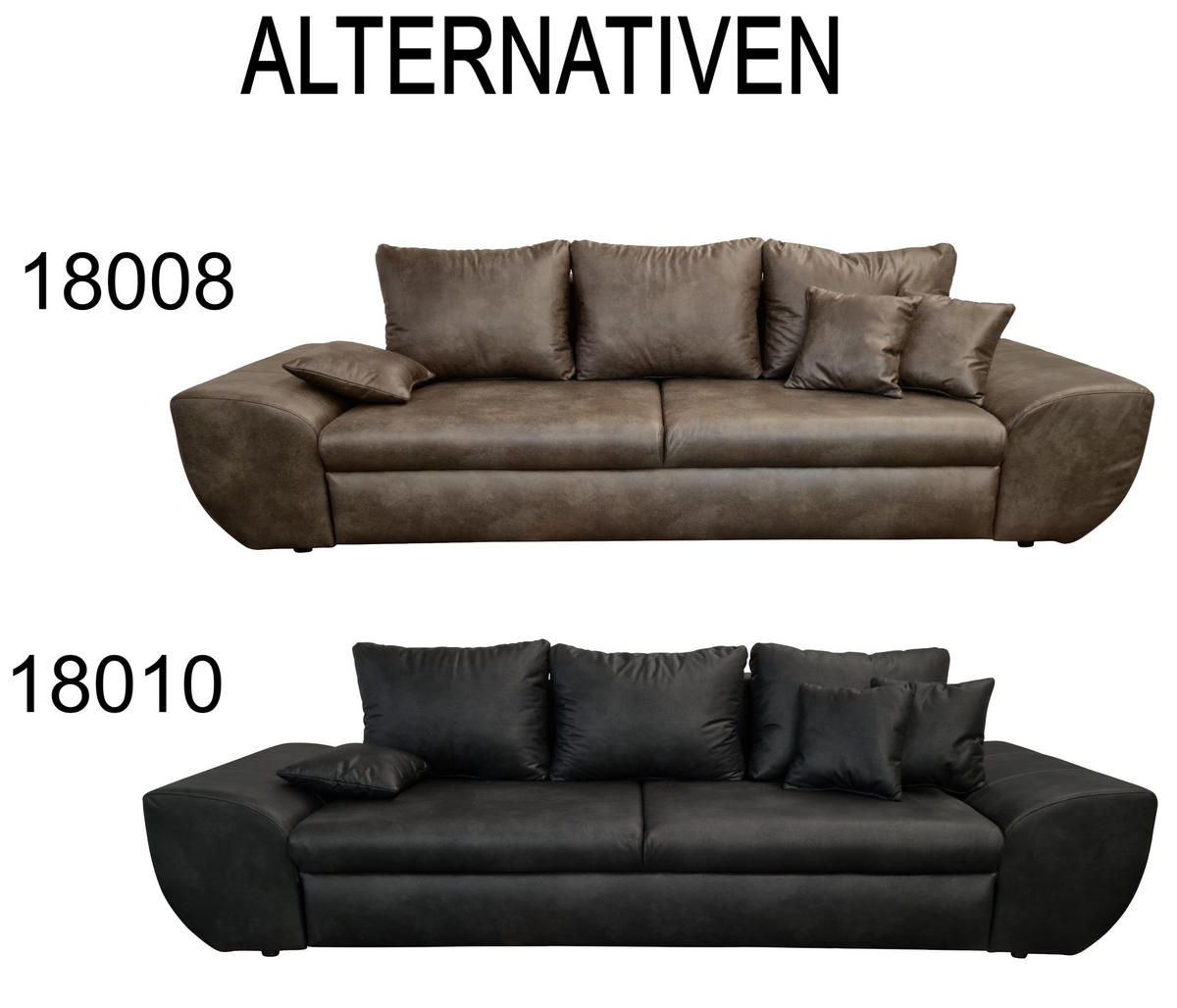 BIG-SOFA mit Schlaffunktion 275/98/90 cm Wellenfedern, Bettkasten, Liegefläche 148x194 cm, Mikrofaser Leder-Optik Vintage Schwarz / 18010 - Schwarz, Kunststoff/Textil (275/90/98cm) - luma-home