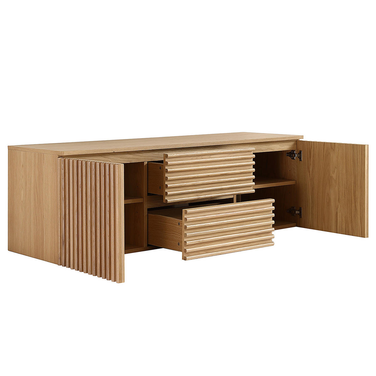 DOPPELWASCHTISCH - Echtholzfurnier - Eiche - Ohne Becken & Armatur - Braun, Holzwerkstoff (160/52/50cm) - home24