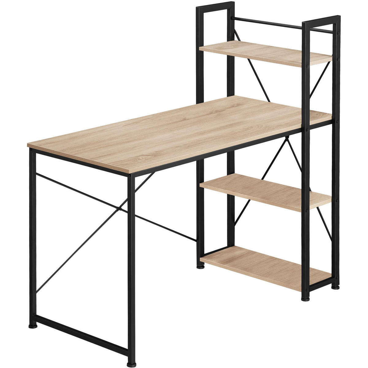 COMPUTERTISCH Hershey,122 x 61 x 120 cm,Industrial Holz hell, Eiche Sonoma - Naturfarben, Holzwerkstoff (122/61/120cm) - tectake