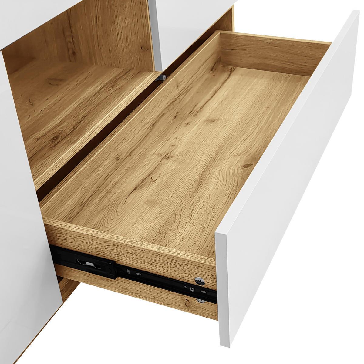SIDEBOARD DE-37524 120/37/76,5 cm mit LED-Beleuchtung Weiß/Holz - Weiß, Holzwerkstoff (120/76.5/37cm) - ComfortXL