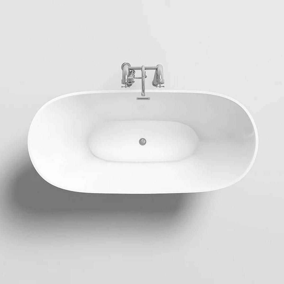 FREISTEHENDE BADEWANNE OVALO - Weiß, Keramik (170/72/80cm) - Home Deluxe