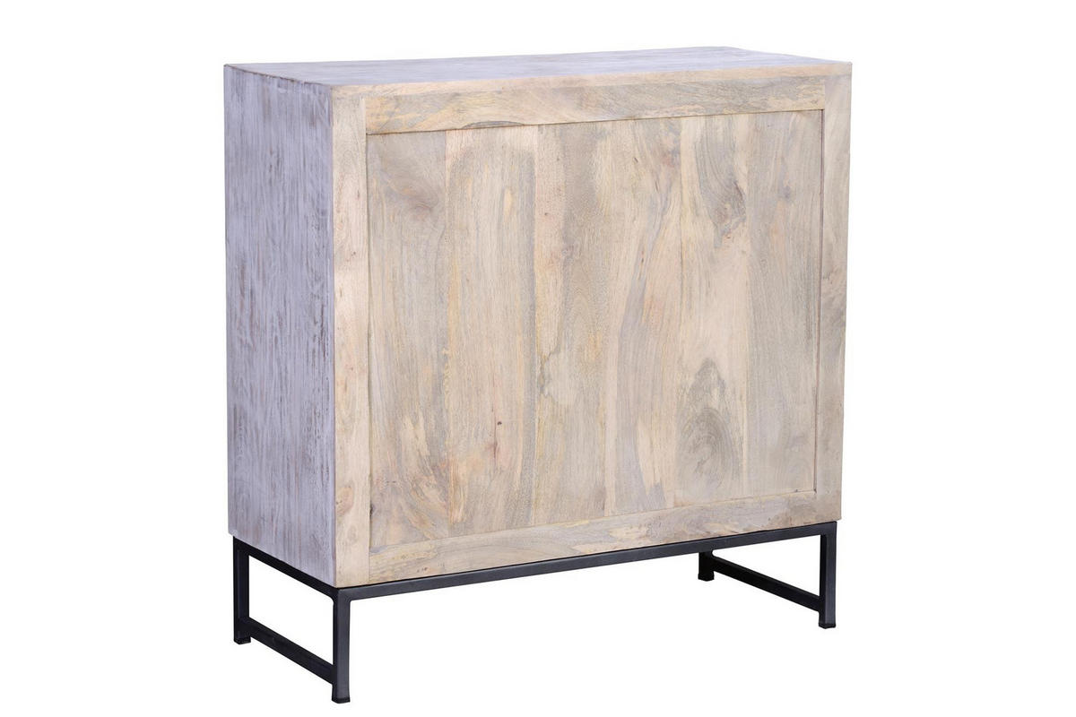 SIDEBOARD aus Mangoholz und gealterte weiße Metallbeine - Perlmutt, Holz (35/81/80cm) - Giner y Colomer