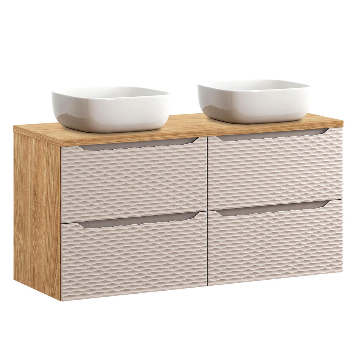 BADMÖBEL 120cm Elora 2er-Set Beige und Holz - Braun, Holzwerkstoff (120/59/46cm) - Petits-meubles