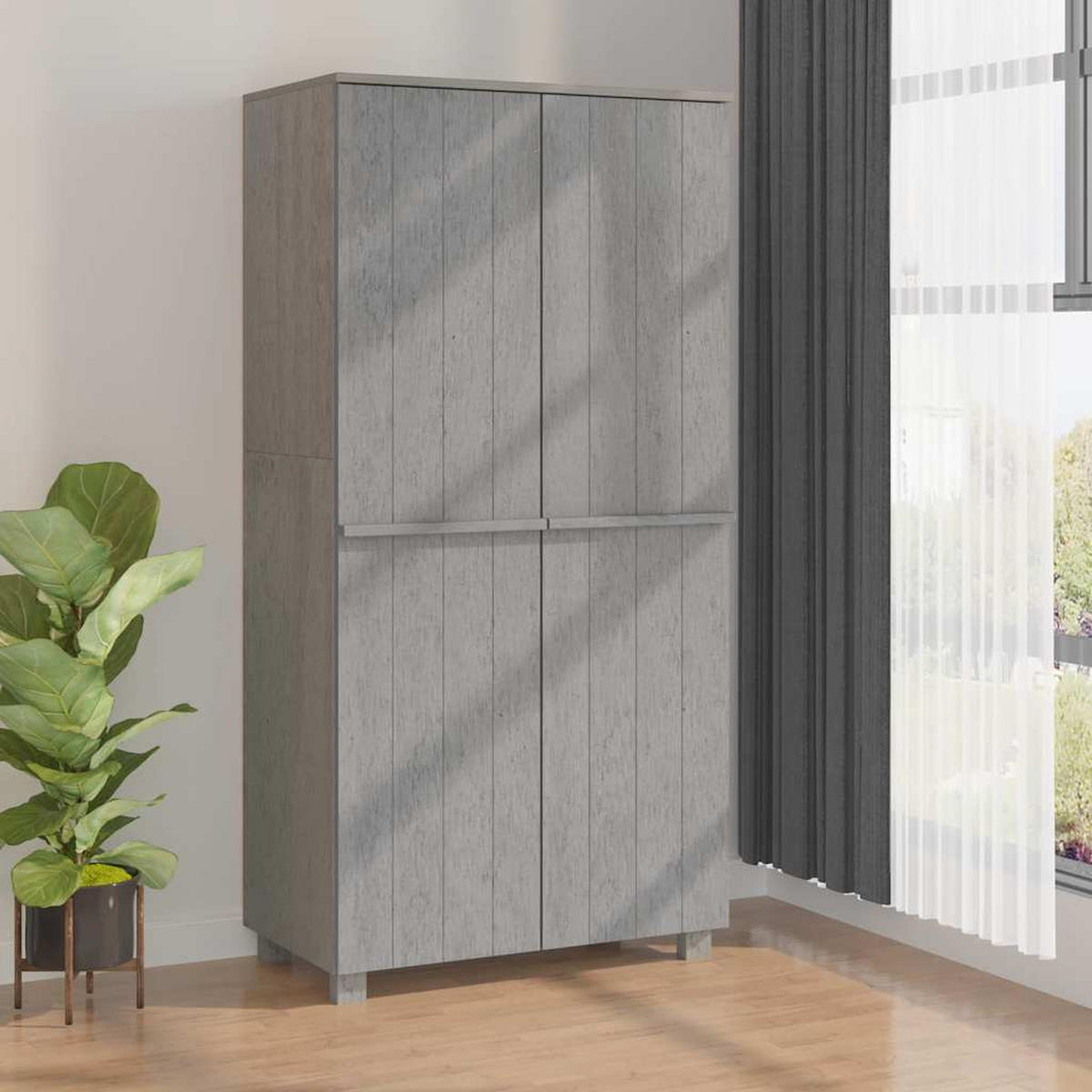 KLEIDERSCHRANK Hamar Hellgrau 89/50/180 Cm Massivholz Kiefer - Grau, Holz (50/180/89cm) - vidaXL