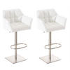 BARHOCKER 2er Set Sihar Kunstleder Weiß Silber - Weiß, Leder/Metall (64/88/45cm) - DELUKE