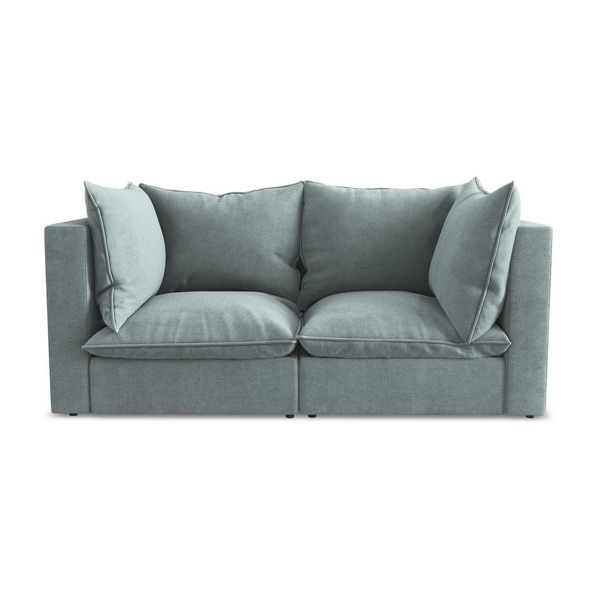 2-SITZER SOFA Strukturstoff Blau - Pastellblau/Schwarz, Holzwerkstoff/Kunststoff (180/77/90cm) - LaMiaSofa