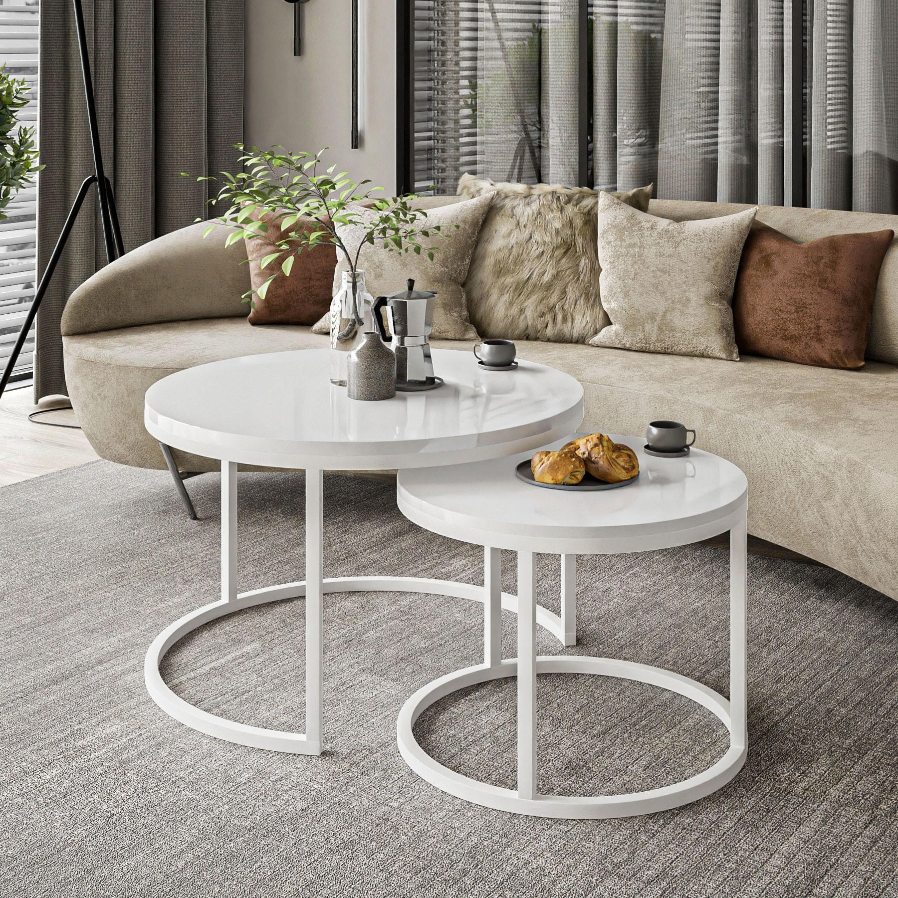 COUCHTISCH CIRI 2-in-1 Hochglanz - Weiß, Holzwerkstoff (80/80/48cm) - Lookway