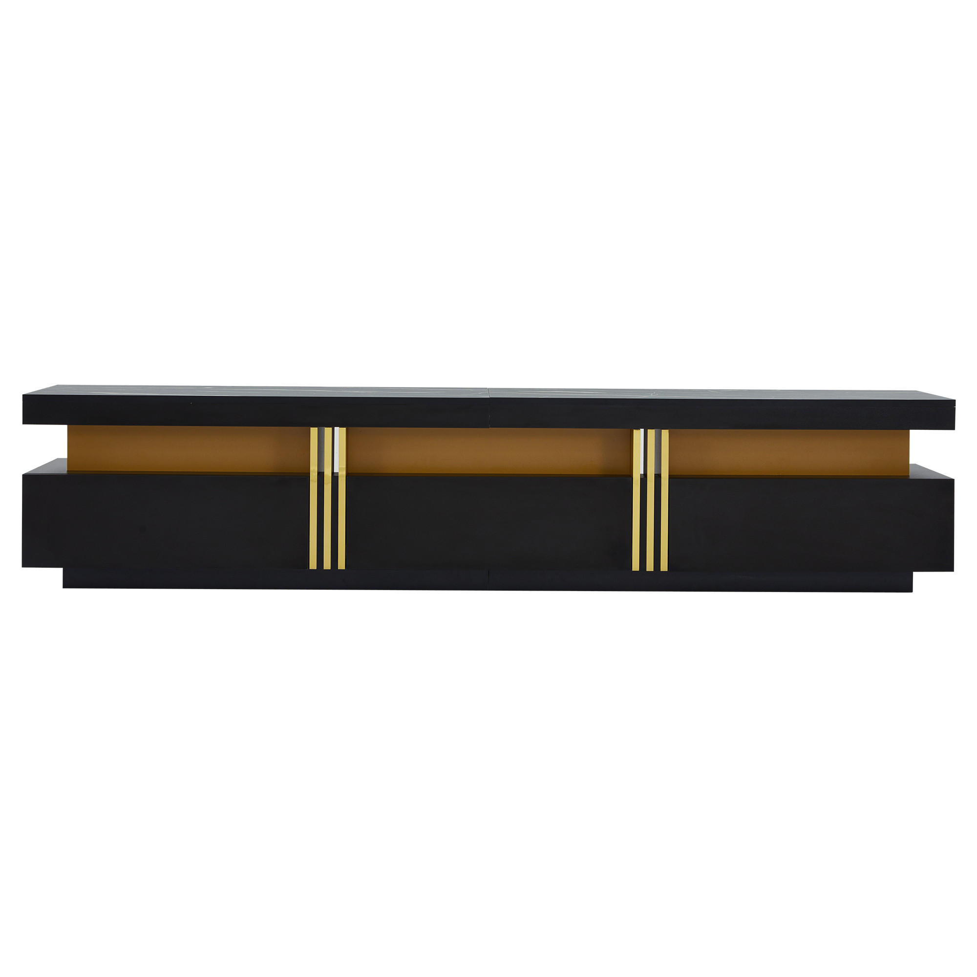 TV-LOWBOARD Marmoroptik Schwarz 200/40/42 cm - Schwarz, Holz (200/42/40cm) - PANGIVO