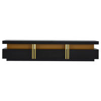 TV-LOWBOARD Marmoroptik Schwarz 200/40/42 cm - Schwarz, Holz (200/42/40cm) - PANGIVO