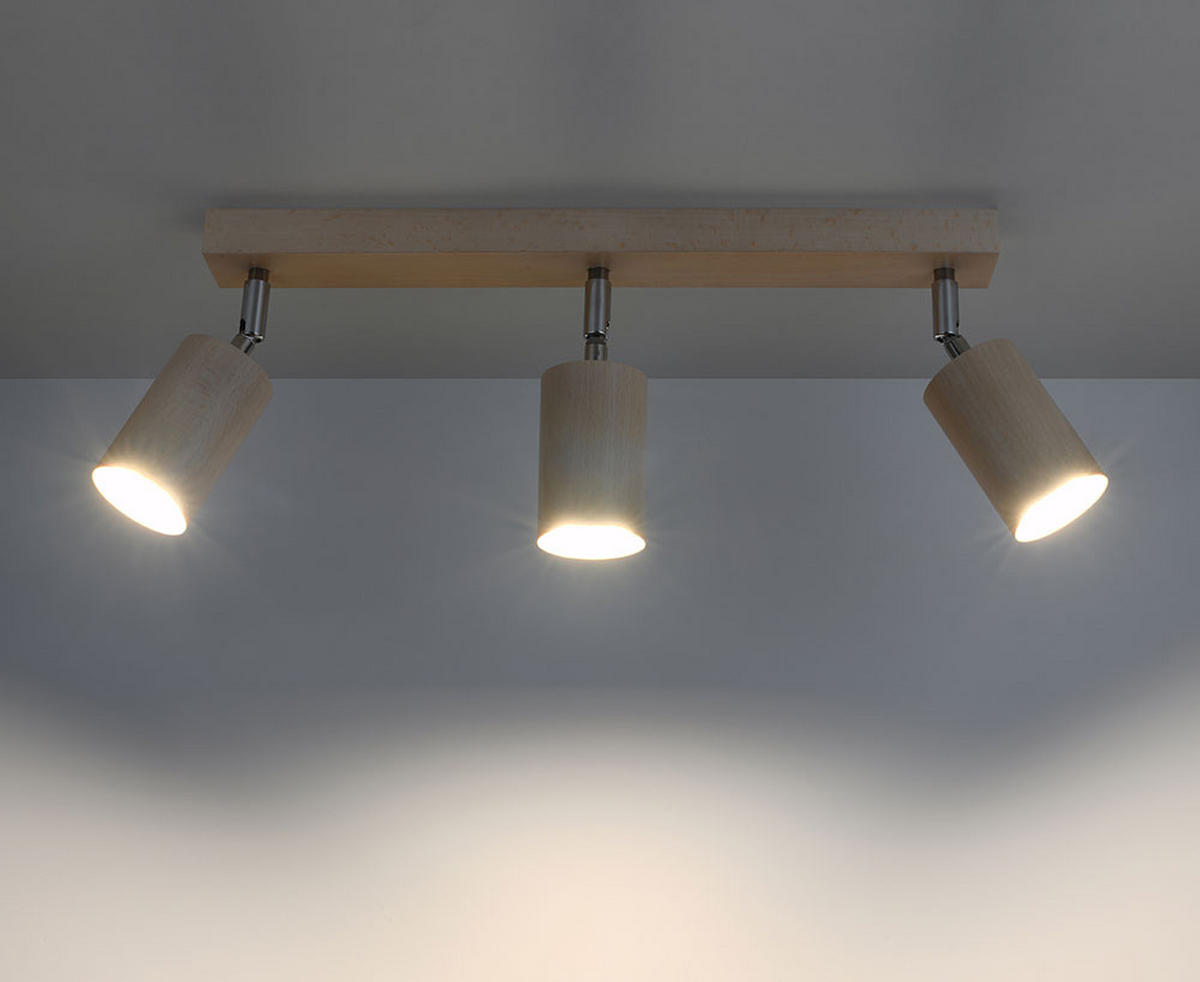 DECKENLEUCHTE Holz Braun verstellbare Spots - Braun, Holz (45/6/20cm)