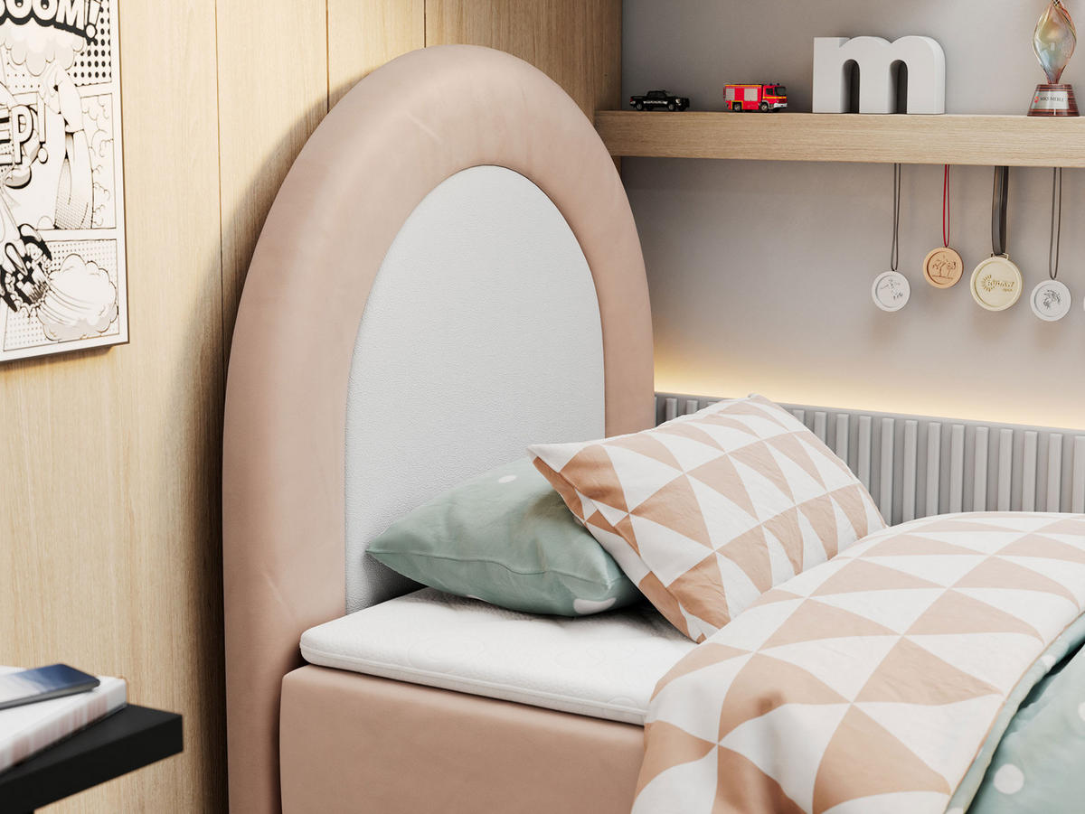 BOXBETT NEST 90/180 Rosa Velvet - H3 - Rosa, Holz/Textil (90/180cm) - MKS