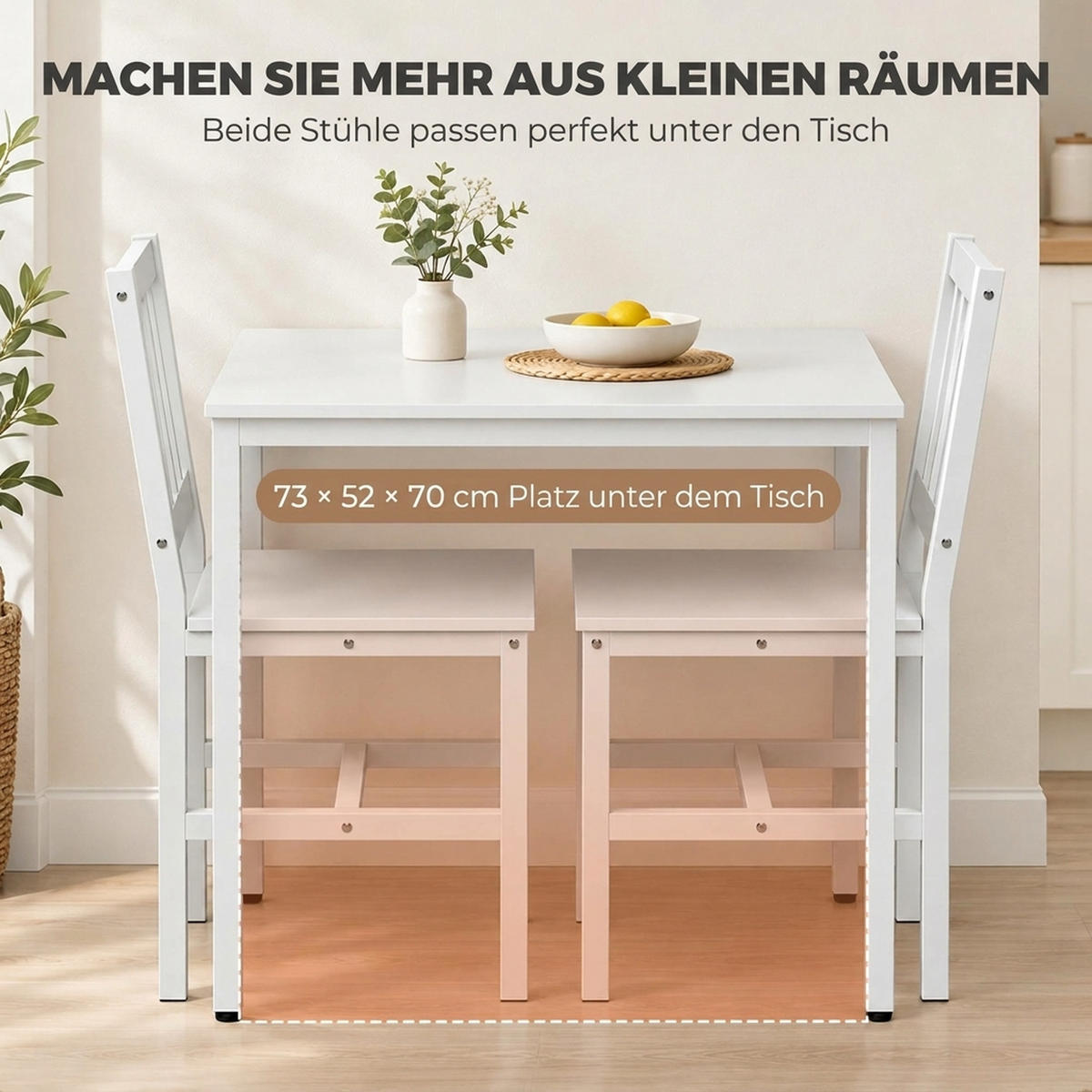 ESSGRUPPE MDF Kohlenstoffstahl Weiß - Weiß, Holzwerkstoff/Metall (60/75/80cm) - HOMCOM