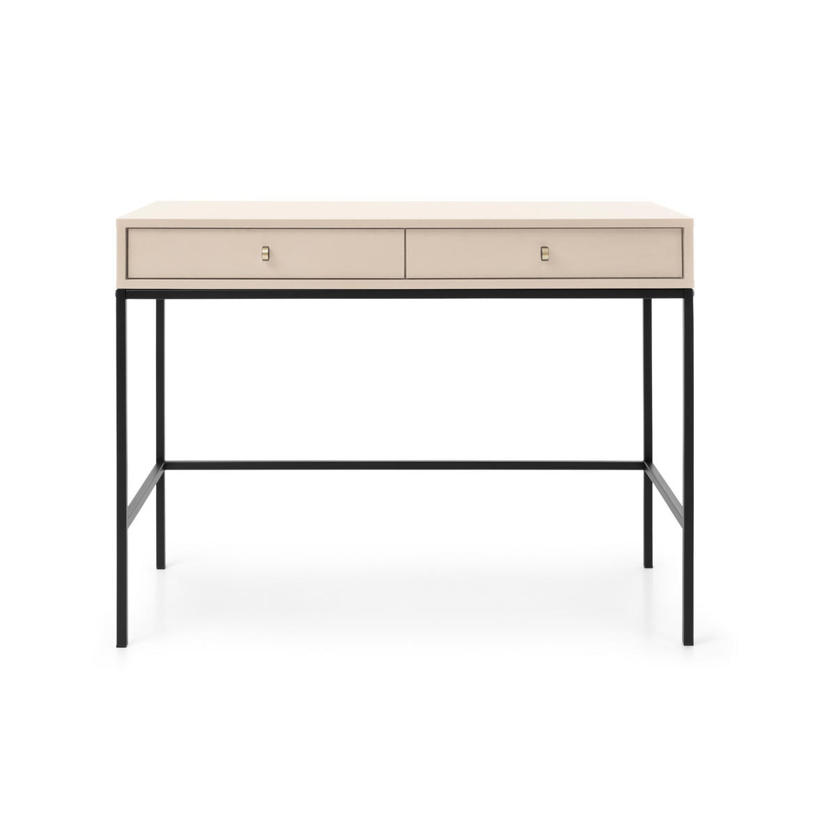 KONSOLENTISCH Molly Beige, Schwarze Beine, Schminktisch mit Schubladen - Beige/Schwarz, Holzwerkstoff/Metall (50/104/78cm) - Bettso