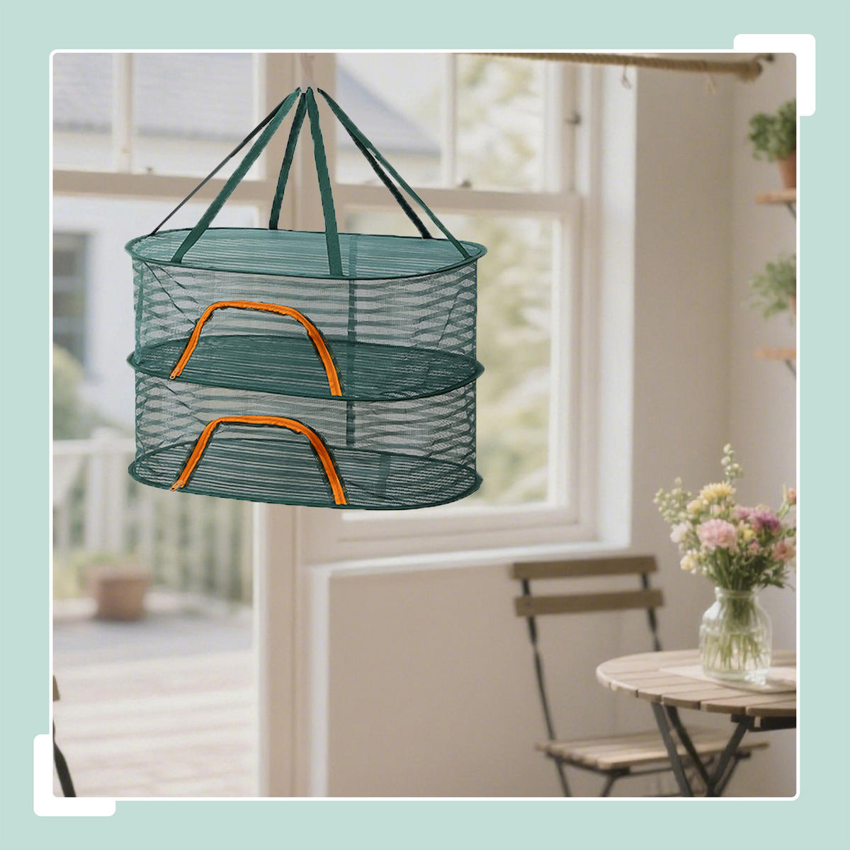 TROCKENNETZ - Dunkelgrün, Kunststoff/Textil (60/78/40cm) - Relaxdays